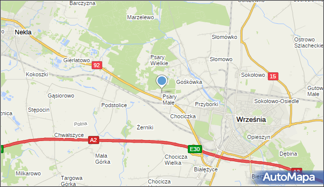 mapa Psary Małe, Psary Małe gmina Września na mapie Targeo